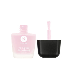 Peppy pink matte nail lacquer bottle and brush applicator