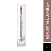 Highlighting and lash brush in box, rose gold brush head and beige barrel