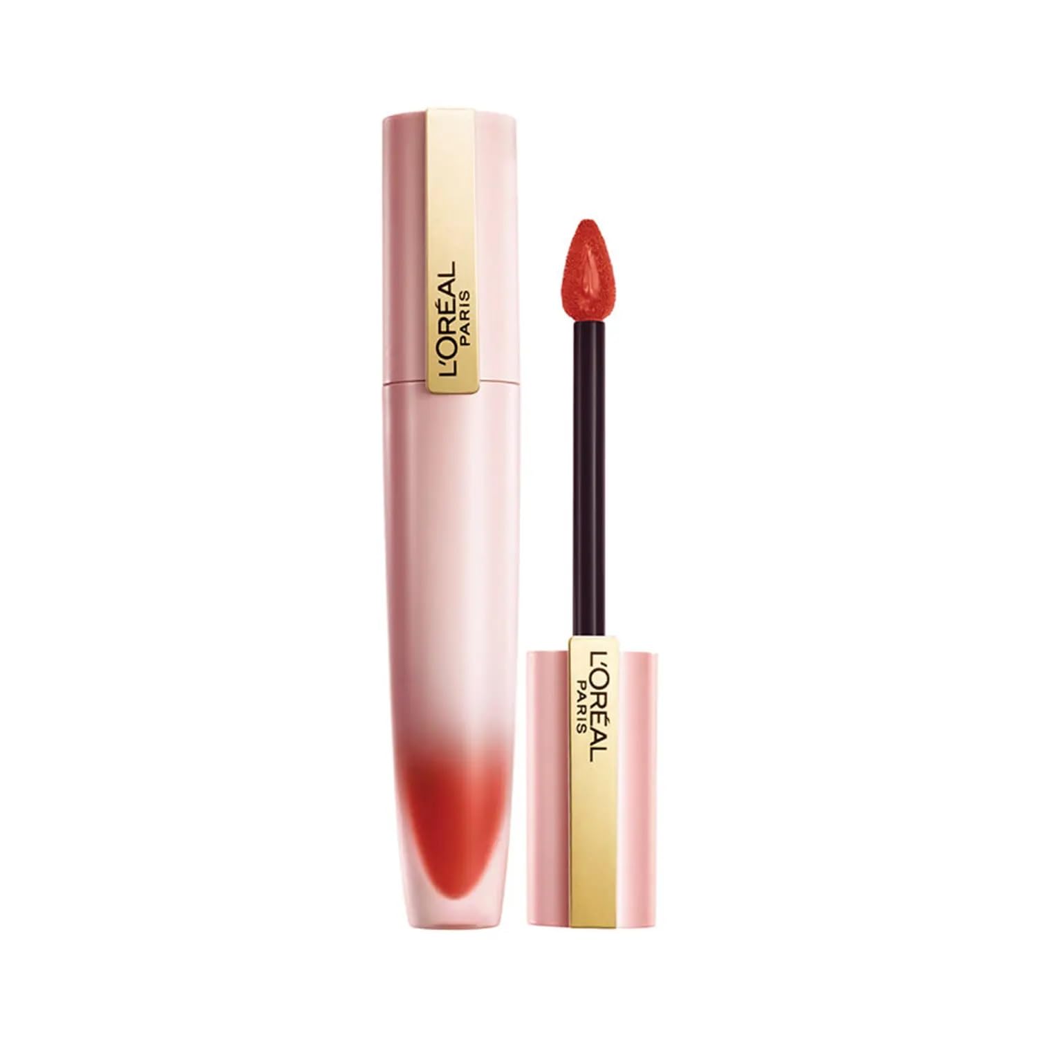 Liquid lipstick tube with wand and red lipstick tip