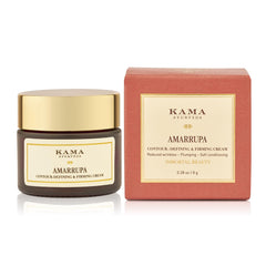 Kama Ayurveda Amarrupa contour firming cream jar with gold cap and matching box