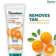 Himalaya orange peel-off mask tube with orange fruit pieces and green leaves