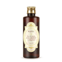 Hair cleanser bottle with Rose & Jasmine label, dark amber glass and gold cap.