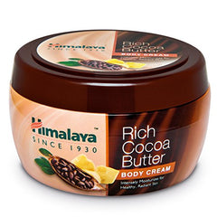 Himalaya Rich Cocoa Butter body cream jar, front label view with dark brown lid