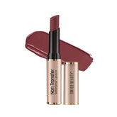 Swiss Beauty non-transfer waterproof lipstick in mauve taupe, with bullet and open cap