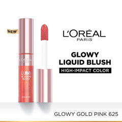 L'Oreal Paris Glowy Liquid Blush 625 glowy gold pink tube and applicator
