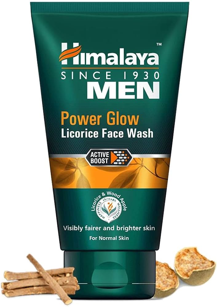 Himalaya Men face wash tube, dark green with Power Glow licorice label