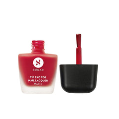 SUGAR matte nail lacquer bottle with red polish and flat brush tool