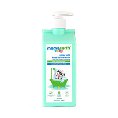 Baby head to toe wash bottle with white pump, teal bottle