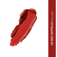 Red matte lipstick swatch on white background