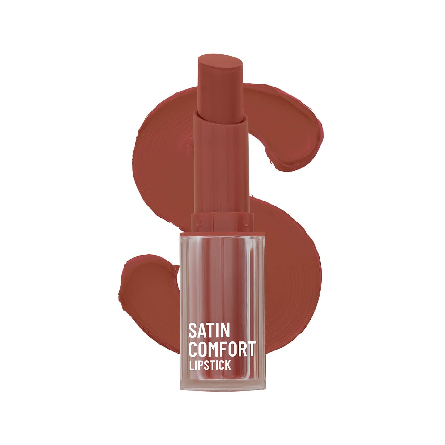 Satin Comfort lipstick in Roasted Brown shade, in tube with cap open