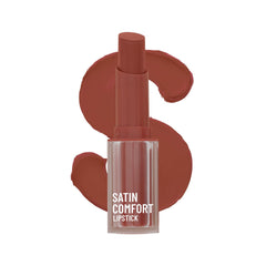 Satin Comfort lipstick in Roasted Brown shade, in tube with cap open
