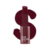 Swiss Beauty Satin Comfort lipstick in clear tube with maroon wine cap and shade tip