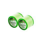 Organic eyebrow threading thread, two green spools with labels
