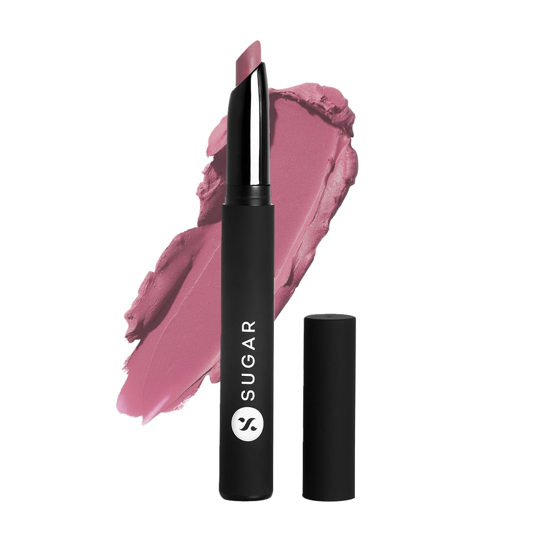Matte Attack transferproof lipstick in pink blush nude, open tube with bullet and cap