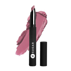 Matte Attack transferproof lipstick in pink blush nude, open tube with bullet and cap