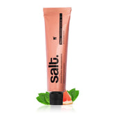 Peach toothpaste tube with black cap, Salt and Senergy Sensitivity branding