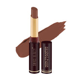 Swiss Beauty nude-brown matte waterproof lipstick, tube and open applicator