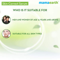 Skin Correct Serum suitability graphic for men and women age 15+ and all skin types