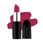 Bold wine lipstick bullet with black tube and silver cap, shade 228