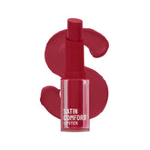 Satin Comfort lipstick in brick-red, clear tube with SATIN COMFORT label