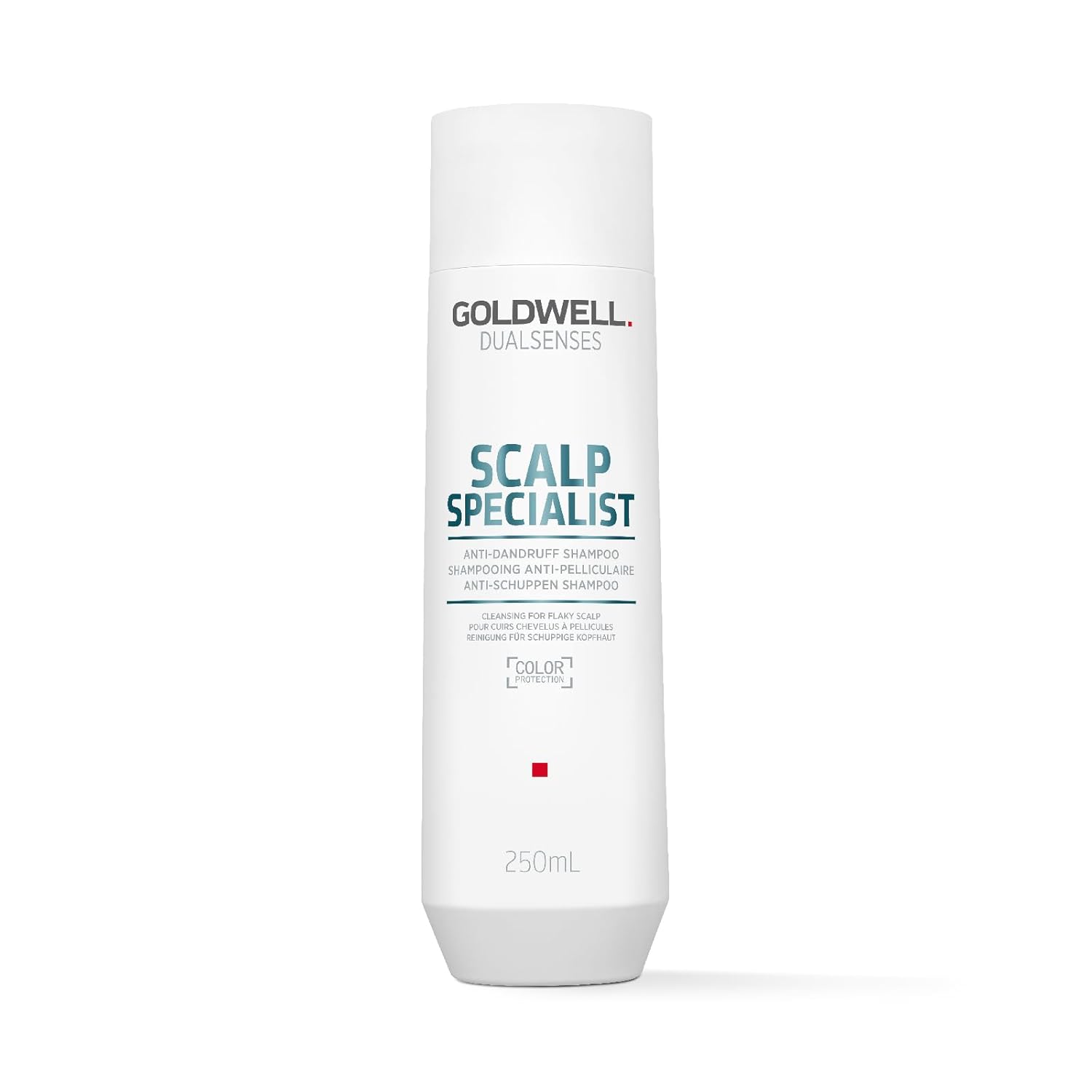 Goldwell Dualsenses Scalp Specialist anti-dandruff shampoo bottle, 250 mL, white