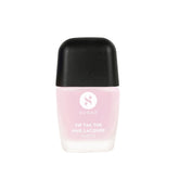 Sugar tip tac toe nail lacquer, matte peppy pink bottle with black cap