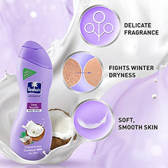 Parachute Advansed Deep Nourish body lotion bottle with icons for fragrance and smooth skin