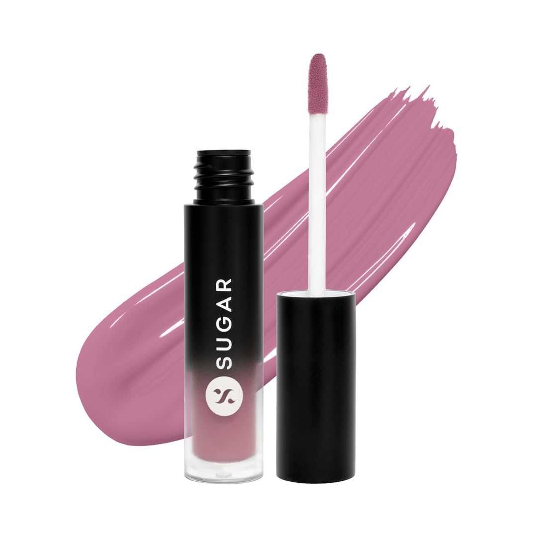 Mousse lip cream applicator with mauve-pink gloss and frosted cap