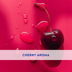 Cherry Shine lip balm cherry illustration with glossy red fruit and droplets