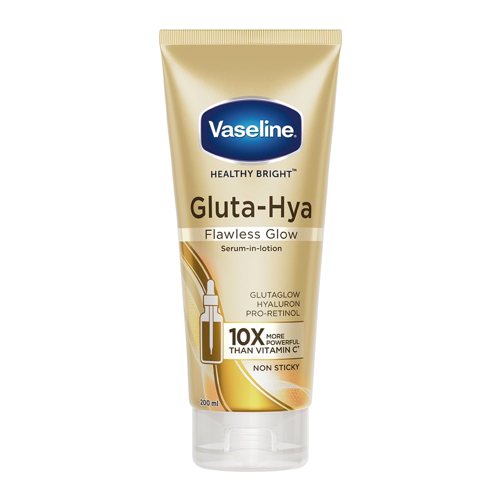 Vaseline Gluta-Hya flawless glow serum-in-lotion tube, gold cap, 200 ml