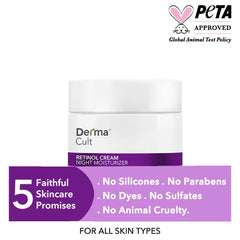 White skincare jar with purple band label for retinol cream night moisturizer