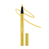 Gold waterproof eyeliner pencil with black tip and glitter swatch