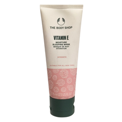 The Body Shop Vitamin E Moisture Sleeping Mask tube, 75 ml, beige and dark green