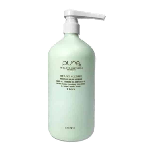 PURE ORGANIC shampoo pump bottle, light green with white flip-top