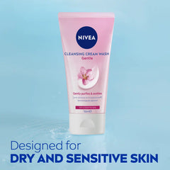 Nivea Gentle Cleansing Cream Wash tube, centered, pink 150 ml.