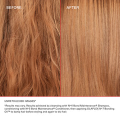 Hair before/after comparison with smoother, shinier oil-finished hair
