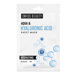 Swiss Beauty Aqua & Hyaluronic Acid sheet mask pouch, 20 ml