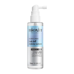 Nioxin hair fall defense serum bottle with pump, 70 mL, clear/white liquid