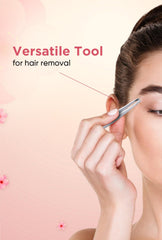 Square-tip tweezer used to remove eyebrow hair near the eye
