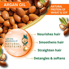 Argan oil and natural protein benefits graphic for conditioner