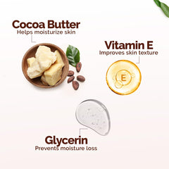 Cocoa butter and vitamin E plus glycerin benefits for cocoa rich moisturizing cream