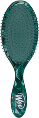 Emerald green detangler hair brush with oval pad and clear bristles