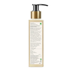 Amber shower wash bottle with gold pump, back label
