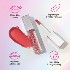 Plump-up wetgloss lip gloss set with red swatch and wand applicators