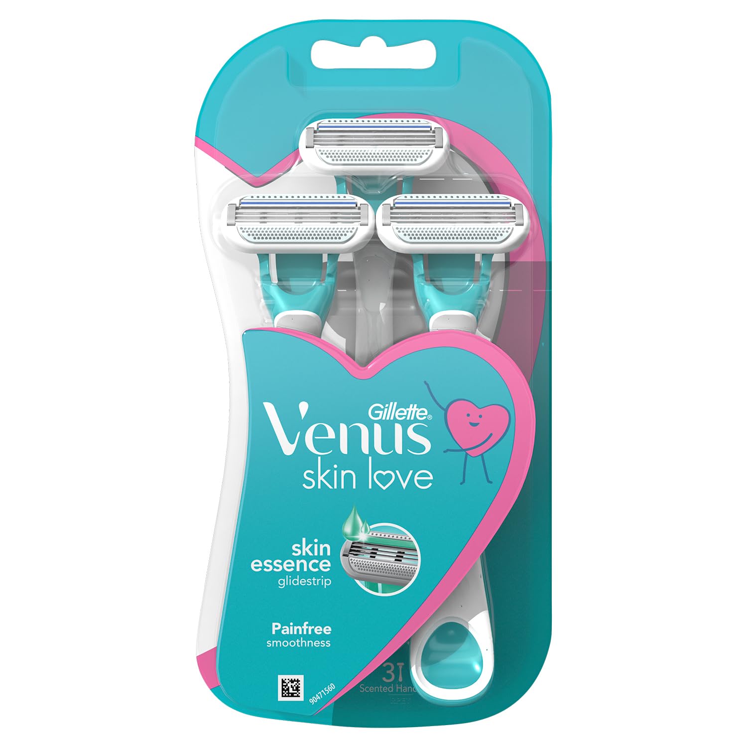 Gillette Venus skin essence razor set of 3, blue-and-white handheld razors in pack