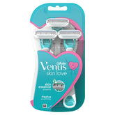 Gillette Venus skin essence razor set of 3, blue-and-white handheld razors in pack