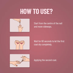 Nail polish application steps diagram with hand illustrations