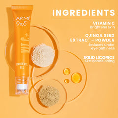 Lakmé 9 to 5 under-eye gel tube with Vitamin C ingredient graphic