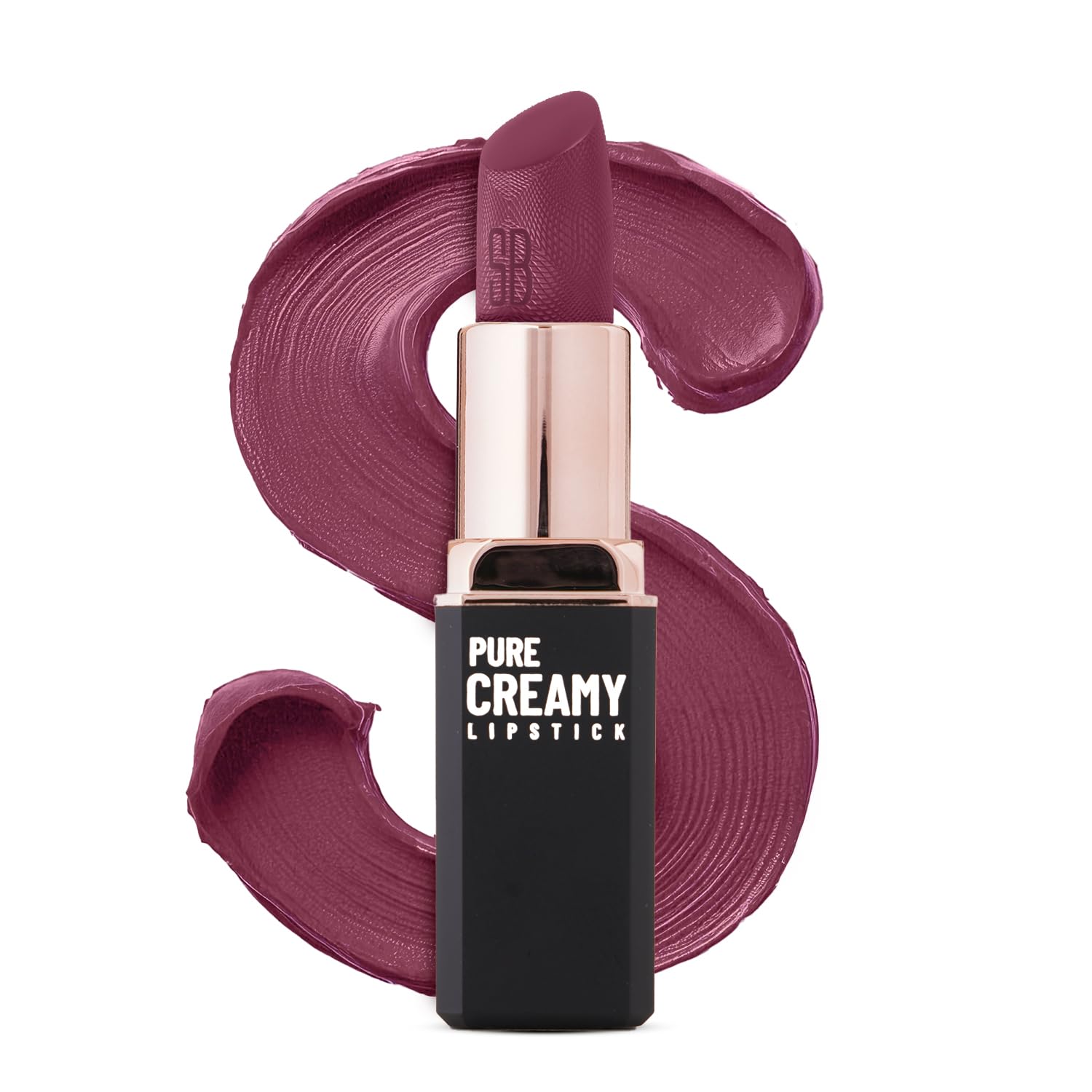 Swiss Beauty pure creamy lipstick in mauve with open cap and mauve swatch