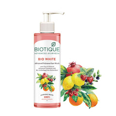 Bio white face wash bottle with white pump, pink transparent bottle